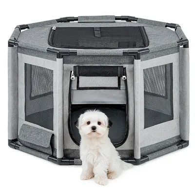 lionto parc chiot en tissu Oxford avec filet, fermeture zippée et poche