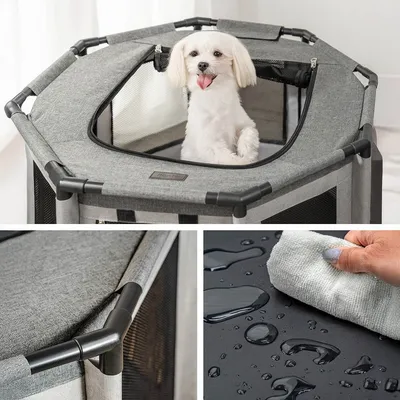 lionto parc chiot en tissu Oxford avec filet, fermeture zippée et poche