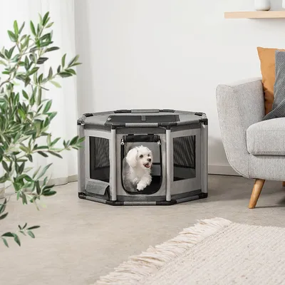 lionto parc chiot en tissu Oxford avec filet, fermeture zippée et poche