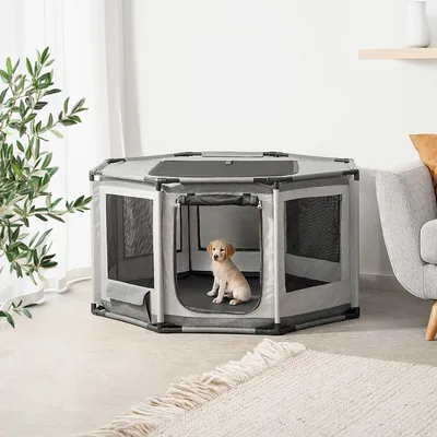 lionto parc chiot en tissu Oxford avec filet, fermeture zippée et poche