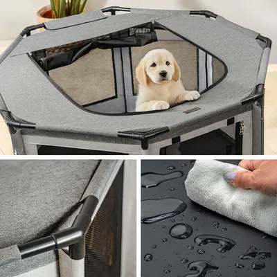 lionto parc chiot en tissu Oxford avec filet, fermeture zippée et poche