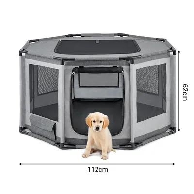 lionto parc chiot en tissu Oxford avec filet, fermeture zippée et poche