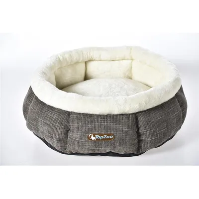 TOPZOO Corbeille pour Chat Tulipe tweed Gris fourrure TOPZOO Corbeille pour Chat Tulipe tweed Gris fourrure