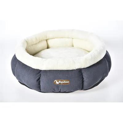 TOPZOO Corbeille pour Chat Tulipe velours cotelé Gris