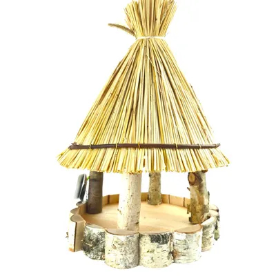 Mangeoire paillote ronde ø31 cm hauteur 47 cm, pour oiseaux