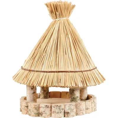 Mangeoire paillote ronde ø31 cm hauteur 47 cm, pour oiseaux