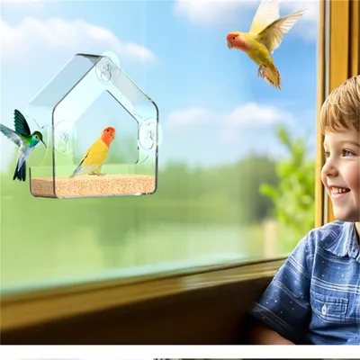 ZenPets Nourrisseur pour oiseaux en acrylique mural