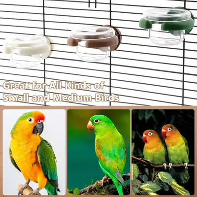 3 Pack - Feeder pour cage d'oiseaux - Plastique, portable, avec serre