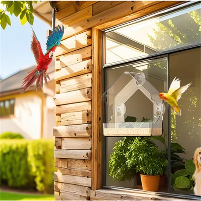 ZenPets Nourrisseur pour oiseaux en acrylique mural