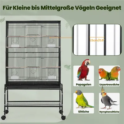 Vogelkäfig groß Vogelvoliere Vogelhaus mit 3 Sitzstangen Papageienkäfig