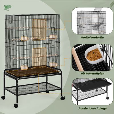 Vogelkäfig groß Vogelvoliere Vogelhaus mit 3 Sitzstangen Papageienkäfig