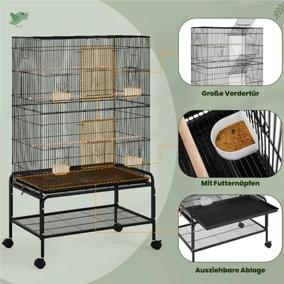 Vogelkäfig groß Vogelvoliere Vogelhaus mit 3 Sitzstangen Papageienkäfig