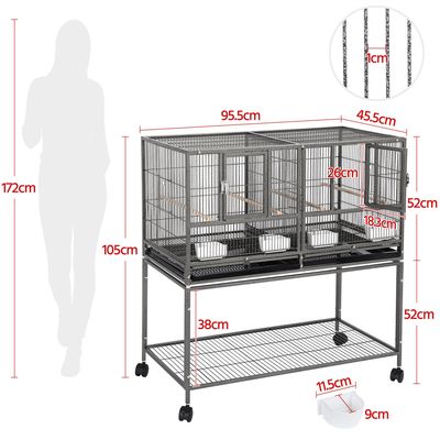 Cage à Oiseaux Sur Roulettes Avec Séparation, Étagère De Rangement