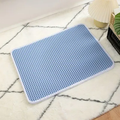 WELLHOME Tapis de litière chat Bleu 40x50x1,5cm