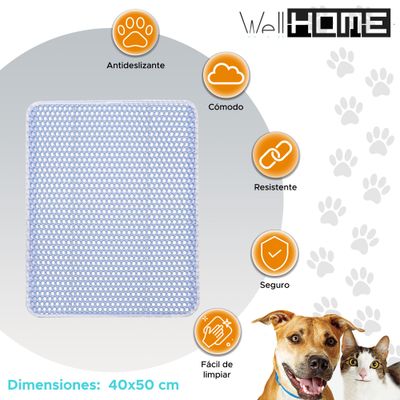 WELLHOME Tapis de litière chat Bleu 40x50x1,5cm