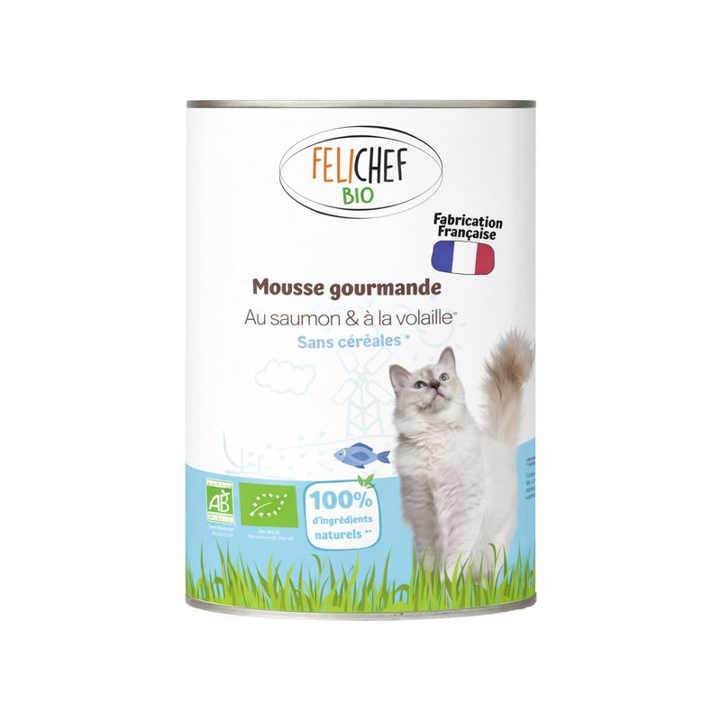Felichef - Mousse Bio Sans Céréales au Saumon pour Chat