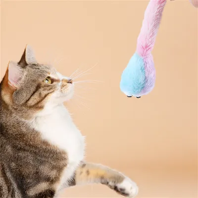 ZenPets Jouet souris en peluche à longue queue pour chats