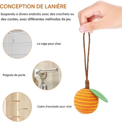 Jouet suspendu de boule de corde de sisal IntiMeg