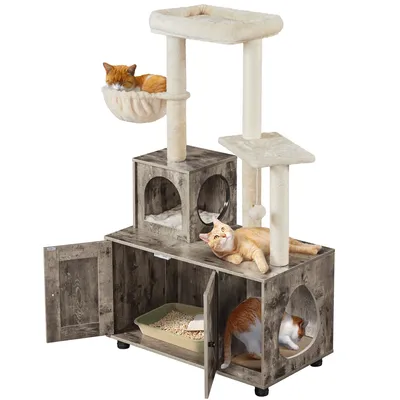 All-in-One Katzenbaum Katzenschrank mit Katzenklo Schrank