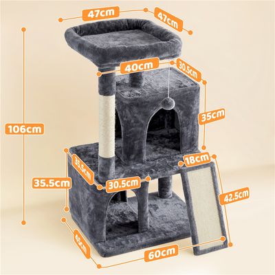 Arbre à Chat En Peluche Avec Poteau En Sisal Et Planche à Griffer