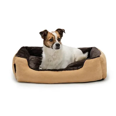 lionto weiches Hundebett mit niedrigem Einstieg und Wendekissen