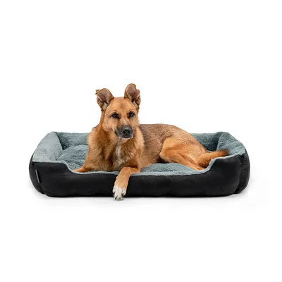 lionto weiches Hundebett mit niedrigem Einstieg und Wendekissen