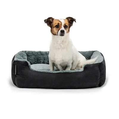 lionto weiches Hundebett mit niedrigem Einstieg und Wendekissen
