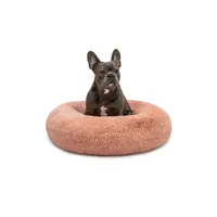 lionto Donut-Hundebett aus weichem Plüsch mit rutschfester Unterseite