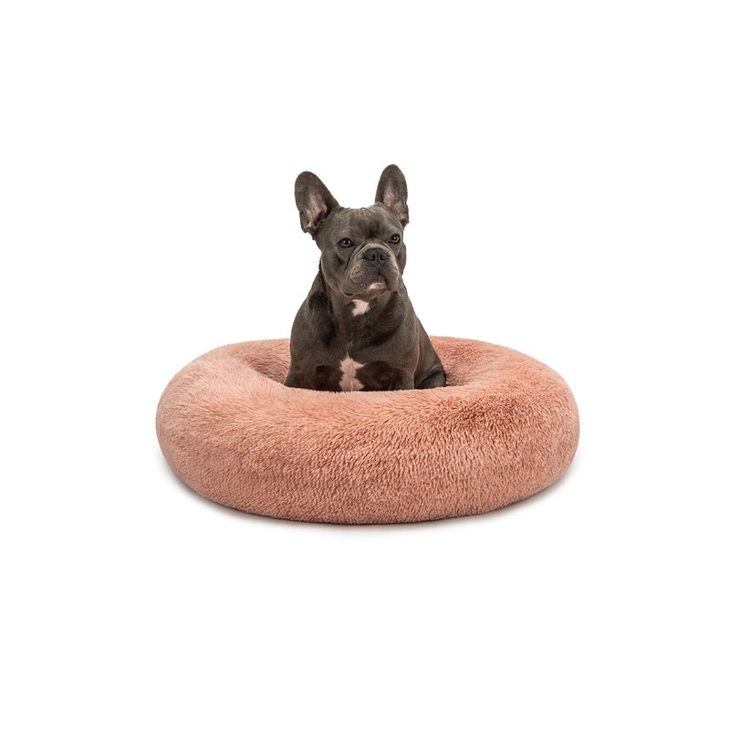lionto Donut-Hundebett aus weichem Plüsch mit rutschfester Unterseite