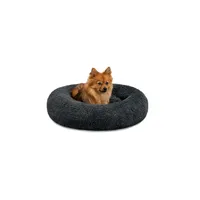 lionto Donut-Hundebett aus weichem Plüsch mit rutschfester Unterseite