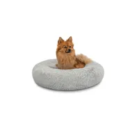 lionto Donut-Hundebett aus weichem Plüsch mit rutschfester Unterseite