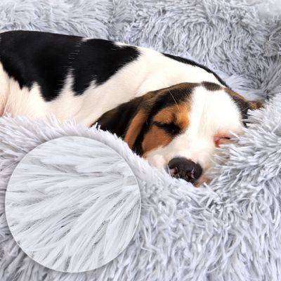 lionto Donut-Hundebett aus weichem Plüsch mit rutschfester Unterseite