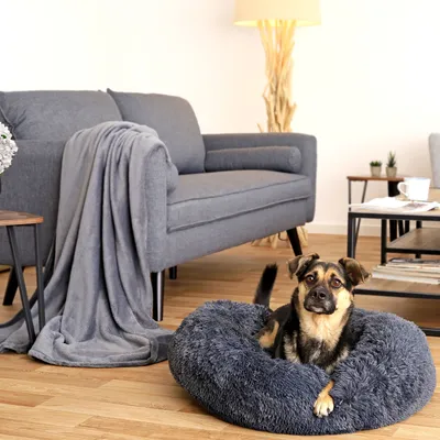 lionto Donut-Hundebett aus weichem Plüsch mit rutschfester Unterseite lionto Donut-Hundebett aus weichem Plüsch mit rutschfester Unterseite