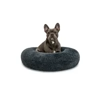 lionto Donut-Hundebett aus weichem Plüsch mit rutschfester Unterseite