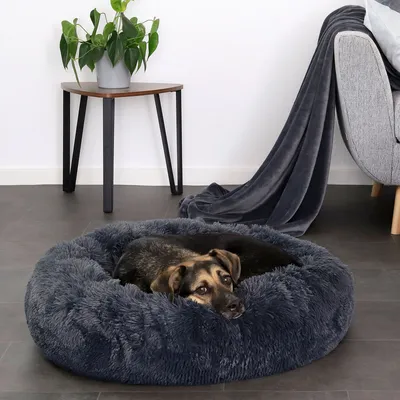 lionto Donut-Hundebett aus weichem Plüsch mit rutschfester Unterseite lionto Donut-Hundebett aus weichem Plüsch mit rutschfester Unterseite