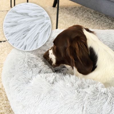 lionto Donut-Hundebett aus weichem Plüsch mit rutschfester Unterseite