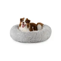 lionto Donut-Hundebett aus weichem Plüsch mit rutschfester Unterseite