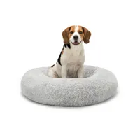 lionto Donut-Hundebett aus weichem Plüsch mit rutschfester Unterseite