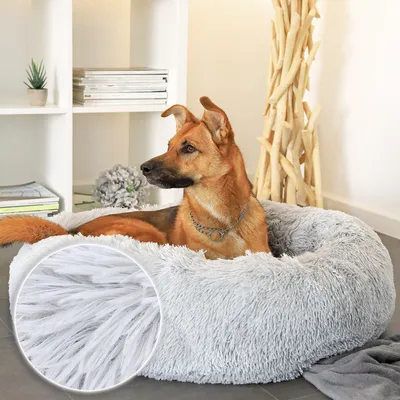 lionto Donut-Hundebett aus weichem Plüsch mit rutschfester Unterseite lionto Donut-Hundebett aus weichem Plüsch mit rutschfester Unterseite