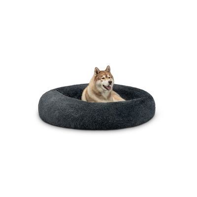 lionto Hundebett aus Plüsch in Donut-Form, 70 cm Durchmesser, rosa