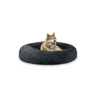 lionto Donut-Hundebett aus weichem Plüsch mit rutschfester Unterseite