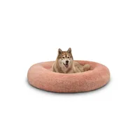 lionto Donut-Hundebett aus weichem Plüsch mit rutschfester Unterseite