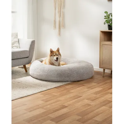 lionto Donut-Hundebett aus weichem Plüsch mit rutschfester Unterseite lionto Donut-Hundebett aus weichem Plüsch mit rutschfester Unterseite