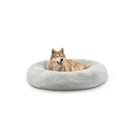 lionto Donut-Hundebett aus weichem Plüsch mit rutschfester Unterseite