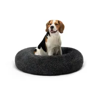 lionto Donut-Hundebett aus weichem Plüsch mit rutschfester Unterseite