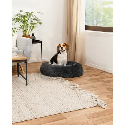 lionto Donut-Hundebett aus weichem Plüsch mit rutschfester Unterseite
