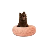 lionto Donut-Hundebett aus weichem Plüsch mit rutschfester Unterseite