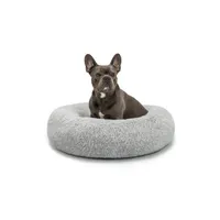 lionto Donut-Hundebett aus weichem Plüsch mit rutschfester Unterseite