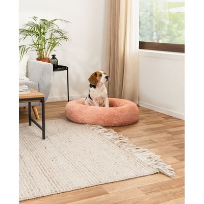 lionto Donut-Hundebett aus weichem Plüsch mit rutschfester Unterseite