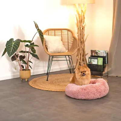 lionto Donut-Hundebett aus weichem Plüsch mit rutschfester Unterseite
